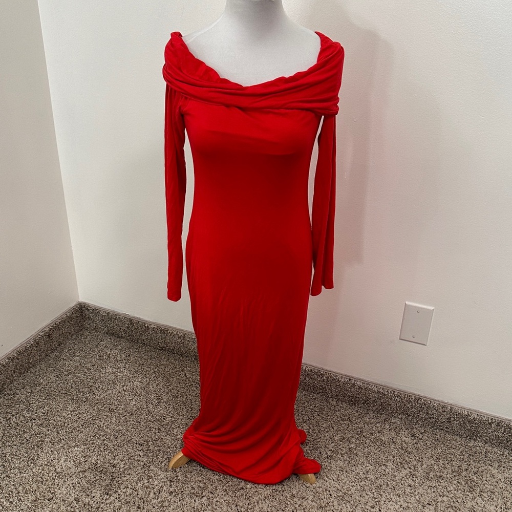 😊 LA Luxe Off The shoulder Maxi Dress